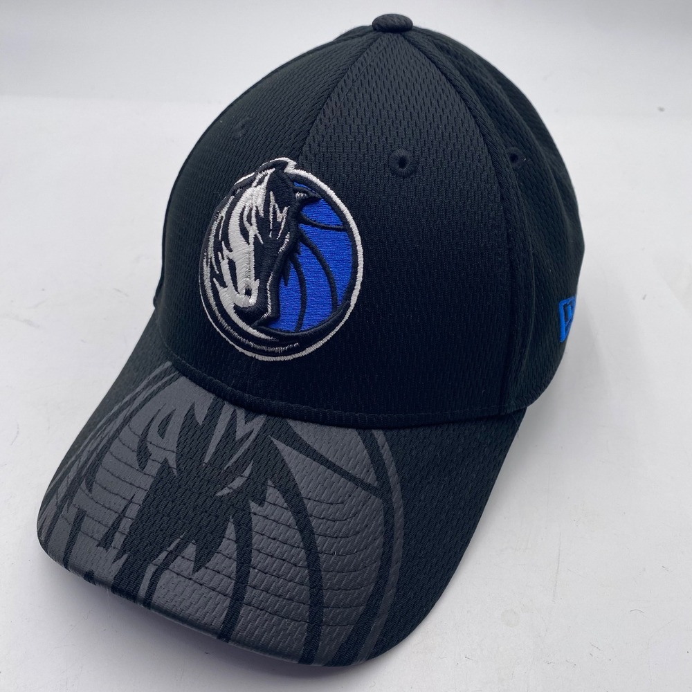 DALLAS MAVERICKS New Era 39THIRTY Hat Mens S/M Black Mesh Stretch Fit NBA Cap